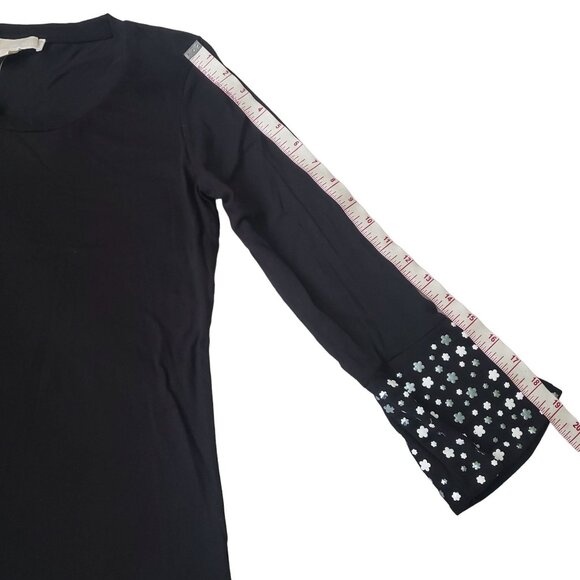 Michael kors blouse womens size small black color Flare sleeve Studded roundneck - Picture 9 of 14